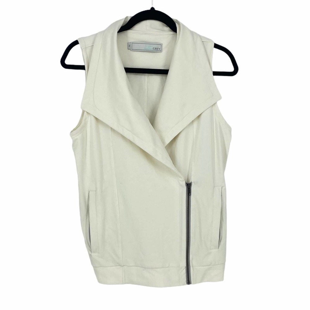 Haus of Grey Heather vest white size  XS asymmetrical moto casual